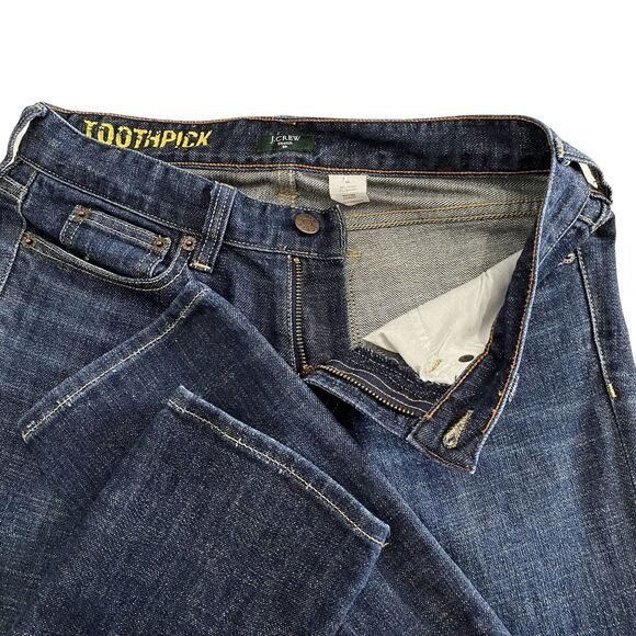 J Crew Toothpick Stretch Crop Ankle Denim Jeans Womens Sz 26 Darker Skinny Slim - Picture 4 of 8